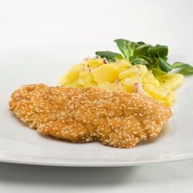 Hühnerschnitzel mit Sesampanade - 